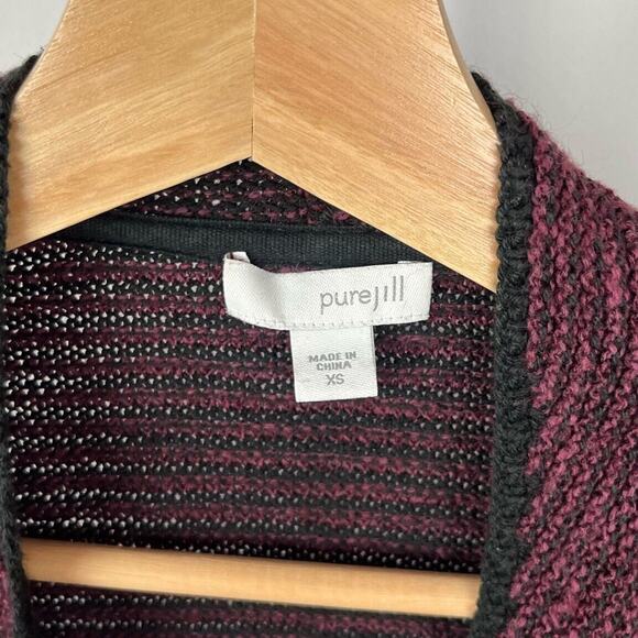 J. JILL XS Open Cardigan Sweater Jacket Oversize Ribbed Cotton Blend Wine Red - Picture 3 of 5